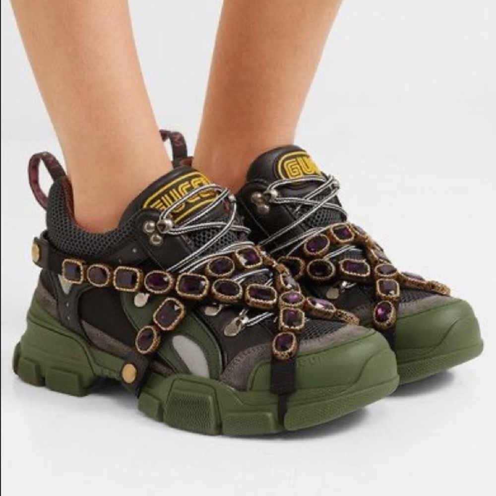 Gucci Flashtrek SEGA Green Removable Crystal